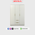 Lemari Pakaian Minimalis 3 Pintu dengan Laci – Solusi Penyimpanan Modern untuk Ruang Kamar