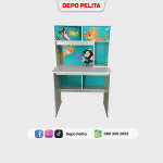 Meja Belajar Anak Multifungsi | Meja Tulis Sekolah Motif Kartun Hewan Lucu | Meja Rak Buku
