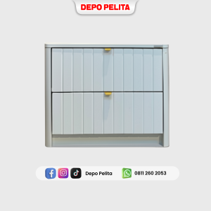 Nakas Minimalis Modern 2 Laci Kayu Serbaguna - Side Table Aesthetic Meja Samping Tempat Tidur