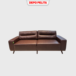 Sofa 3d Winston - Sofa 2 Seater Klasik Modern Coklat - Sofa Tamu Minimalis - Sofa Kulit Sintetis - Sofa Ruang Keluarga