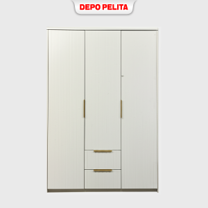 Lemari Pakaian Minimalis 3 Pintu dengan Laci – Solusi Penyimpanan Modern untuk Ruang Kamar